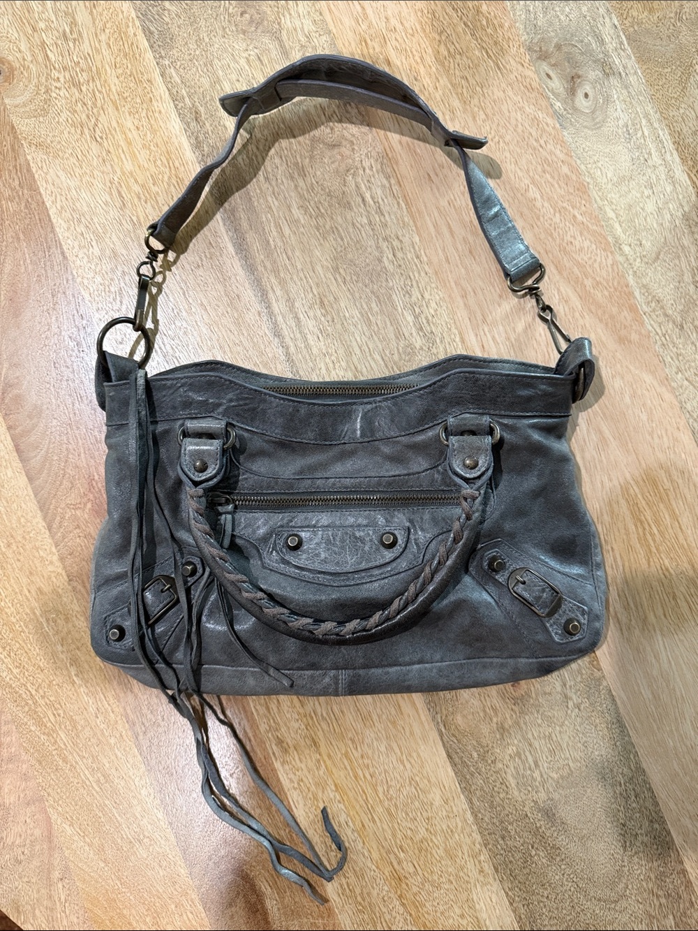 Vintage Balenciaga City Handle Bag 103208 213048 Leather Gray Authentic F0605423 - Picture 2 of 14
